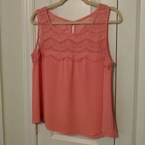 Pink lacy sleeveless blouse